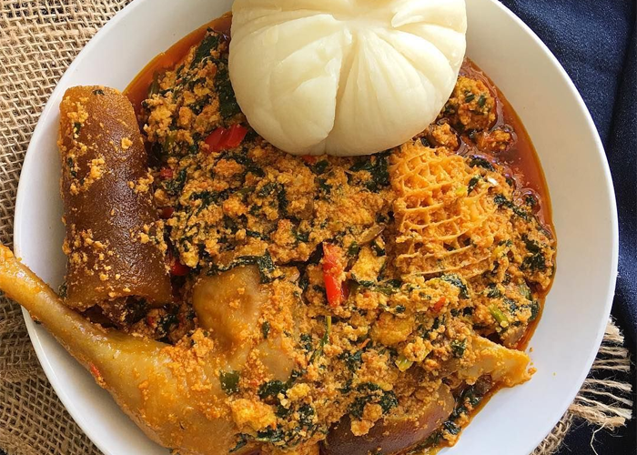 Egusi with Fufu and Beef