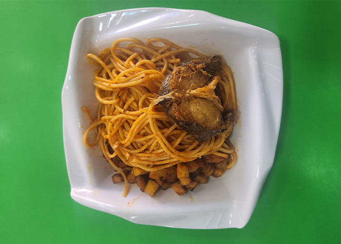 Spaghetti, Plantain and Chicken / Beef / Fish