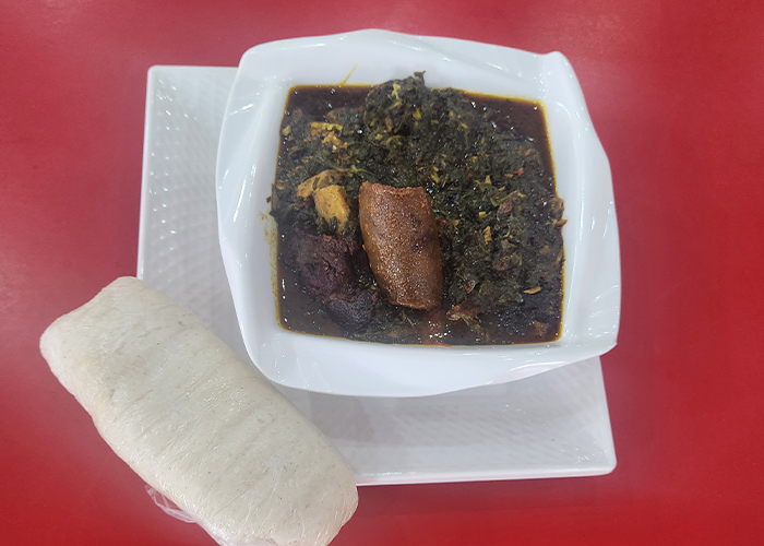 Bitterleaf Soup with Fufu and Beef